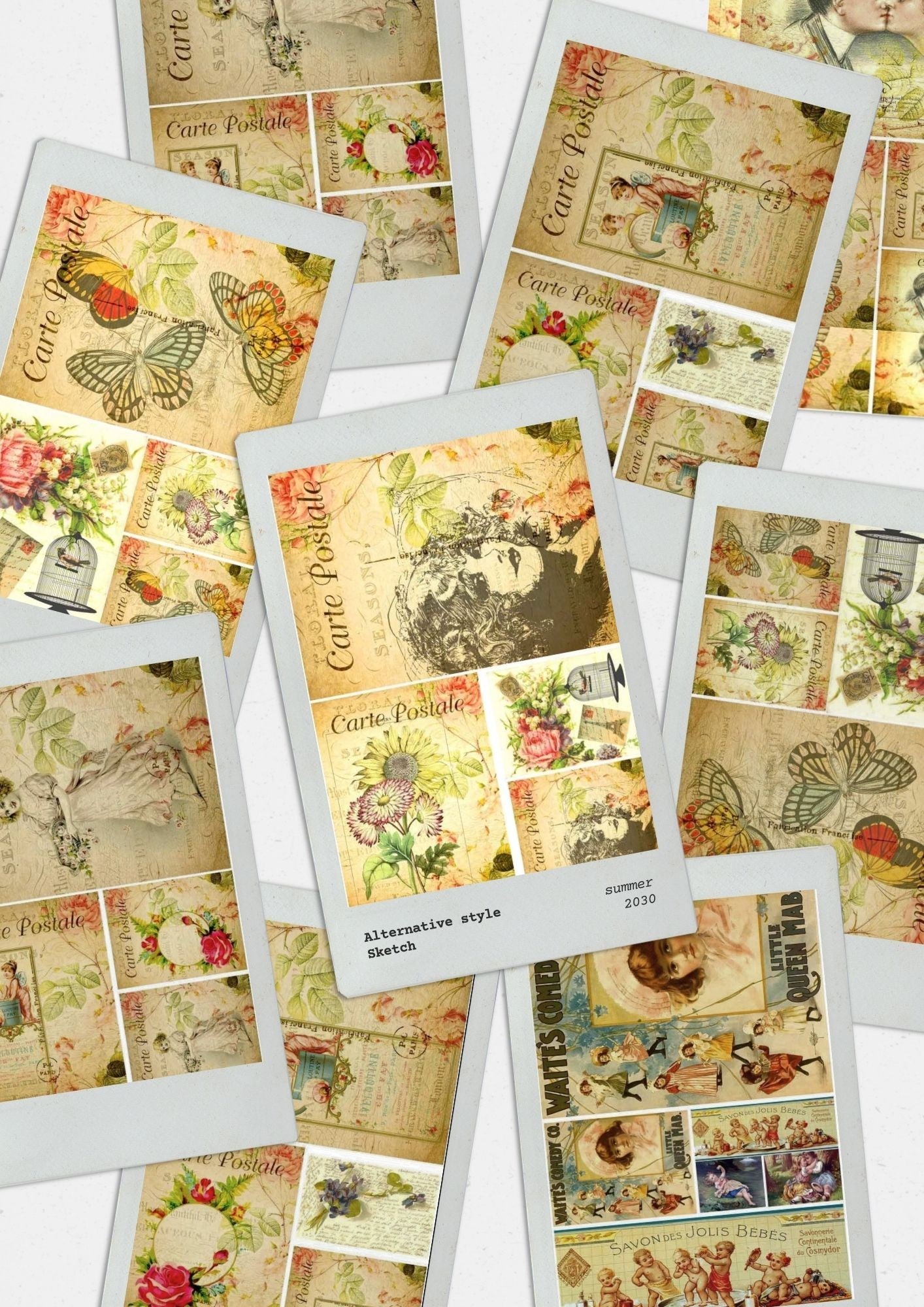 Antique Postcards Rice Papers Collection